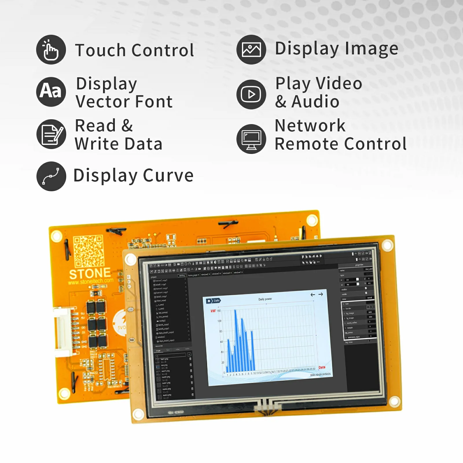 7.0 Inch Smart HMI complimentary GUI Software that makes programming fast and easy for engineers The LCD touch screen can easily