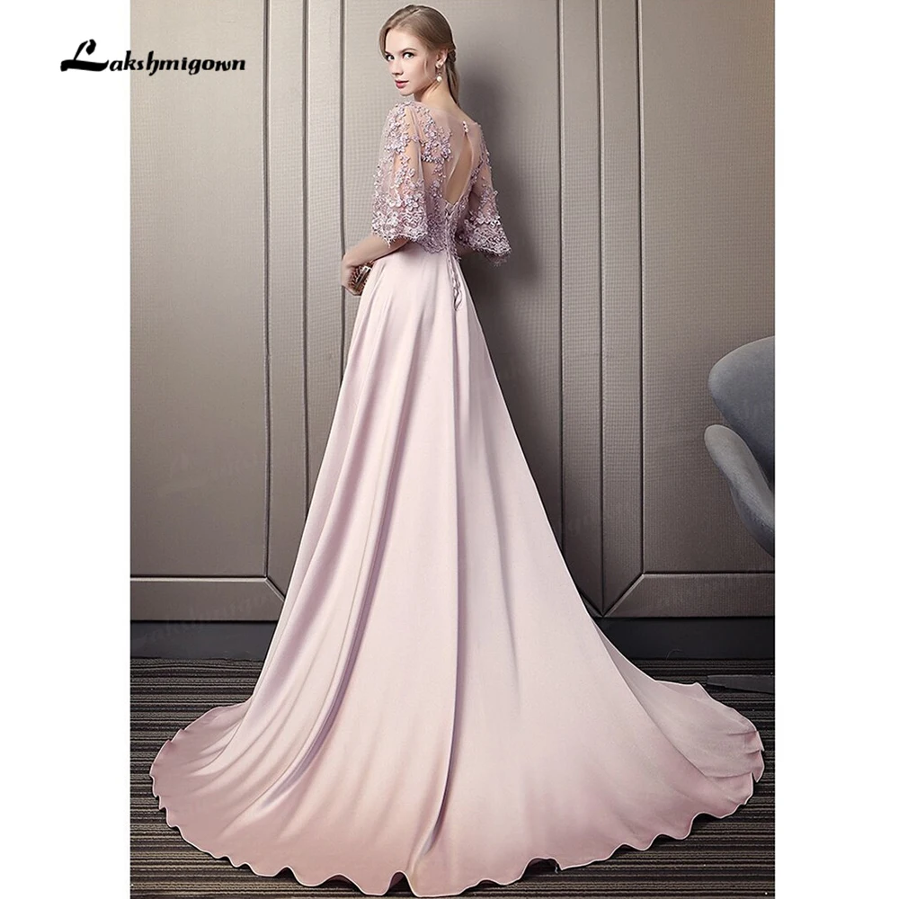 A-Line Mother of the Bride Elegant Dresses  Luxury Beads Flowers Half Sleeves Wedding Guest Evening Gowns robe de soirée femme