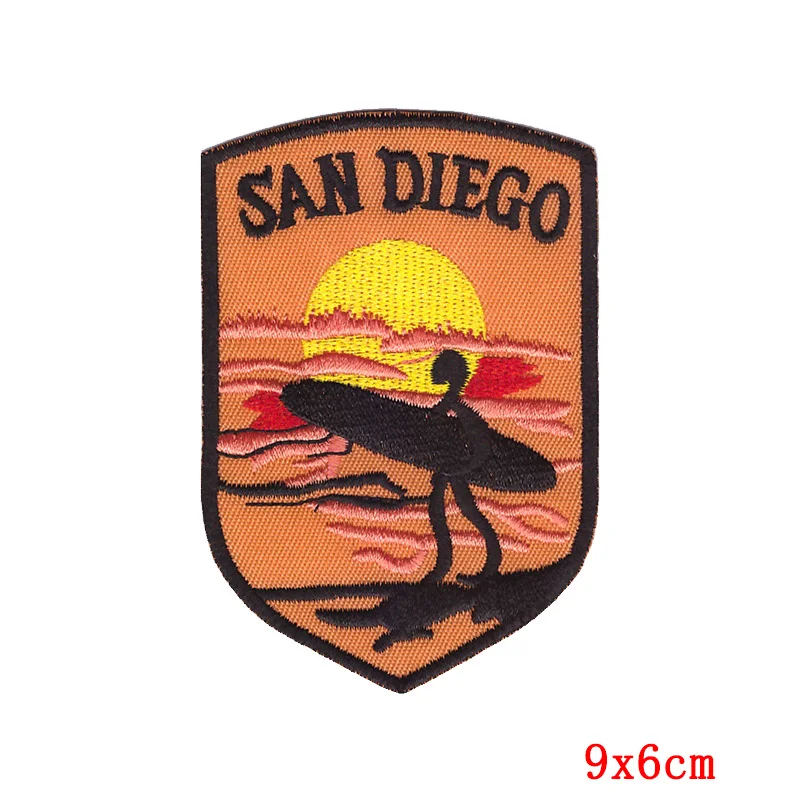 DIY Travel Hiking Iron On Patches Surfing Camping Embroidered Patches For Clothing Stickers Outdoor Scenery Patches On Clothes