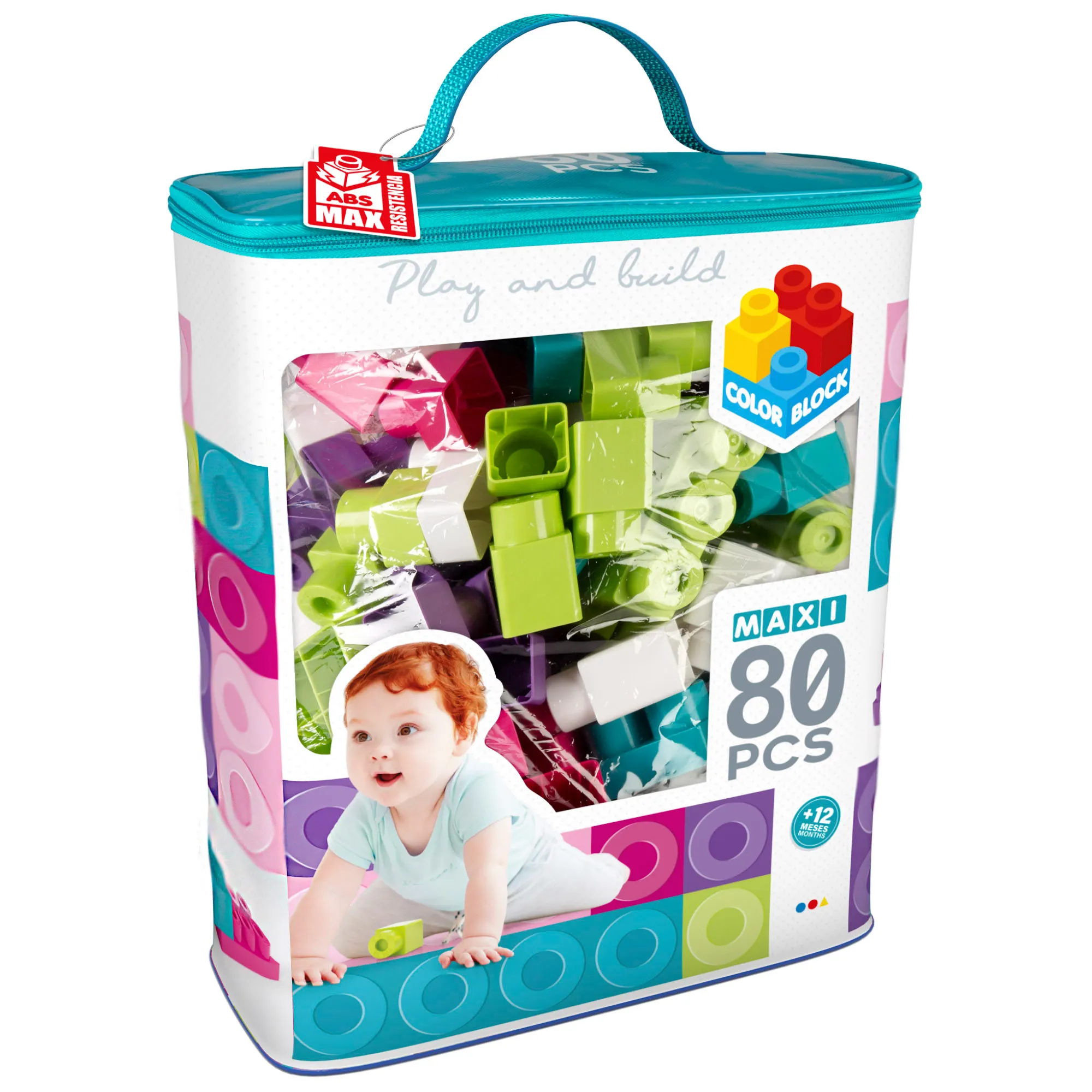 Kids construction set construction bag 80 pcs maxi color block