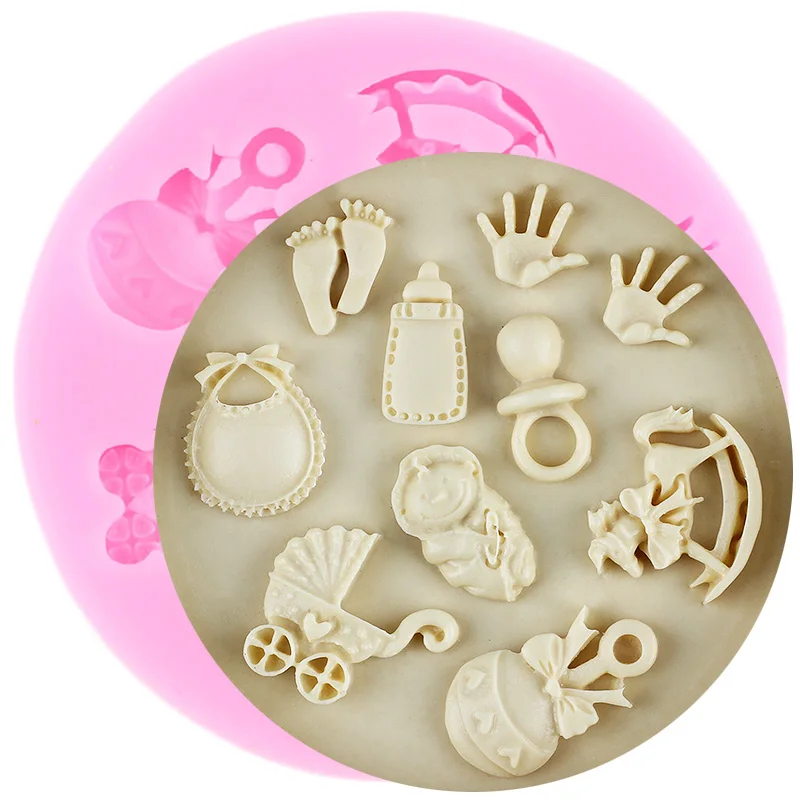 DIY Baby Shower Party Silicone Mold Baby Birthday Cupcake Topper Fondant Cake Decorating Tools Gummy Candy Clay Chocolate Mould