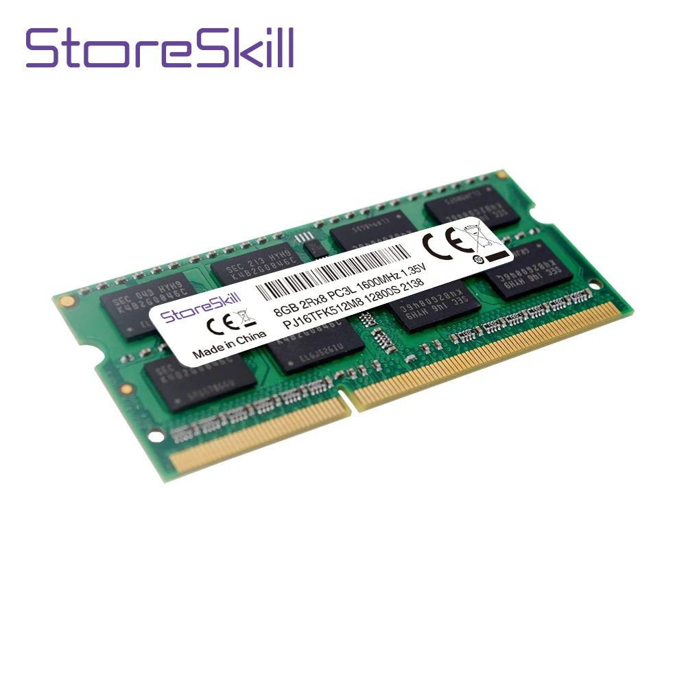 StoreSkill Memory DDR3L Notebook 4GB 8GB 10600 1333 12800 1600 لأجهزة الكمبيوتر المحمول DDR3 Ram SODIMM Memoria