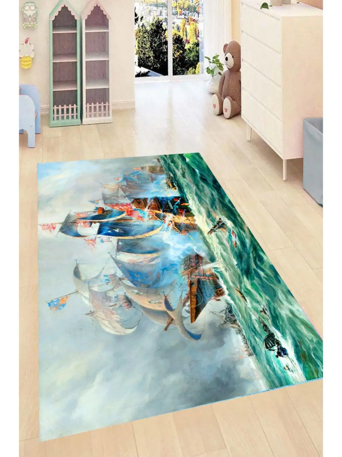 

Fun Watercolor Effect Deep Ocean Kid Room Game Carpet Rug Tateme Tatami Mat Decoration Bedroom Decor Quarto Kilim