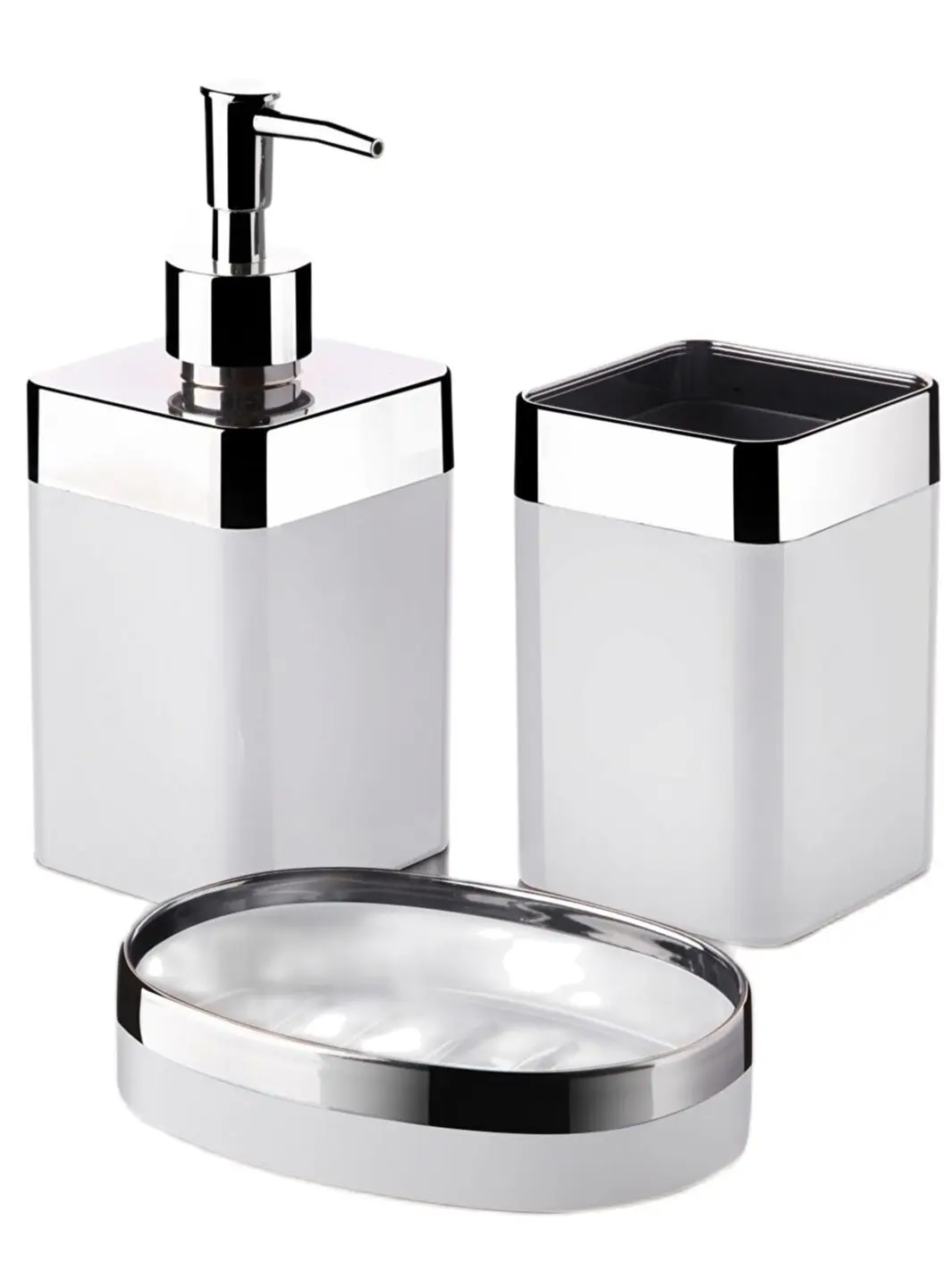 

3 Pcs Luxury Grey Acrylic Metallized Coated Bathroom Accessories Set Durable Toothbrush Holder Liquid Soap Dispenser Soap Holder