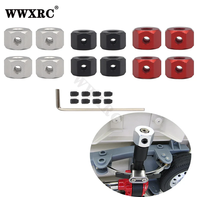 WWXRC 5mm to 12mm Metal Combiner Wheel Hub Hex Adapter for WPL D12 B14 B16 B24 B36 C14 C24 MN D90 D91 RC Car Spare Parts