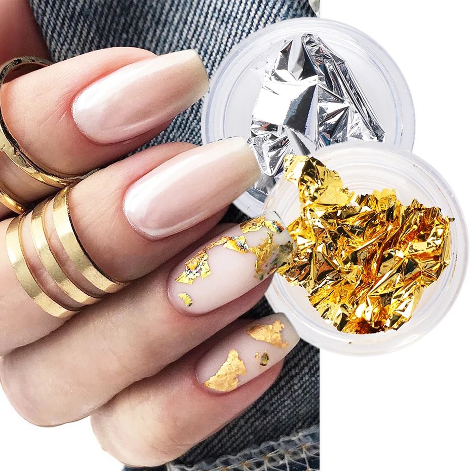 1 caixa de ouro prata glitter flocos alumínio irregular lantejoulas paillettes primavera shinny diy decoração da arte do prego acessórios gl1858