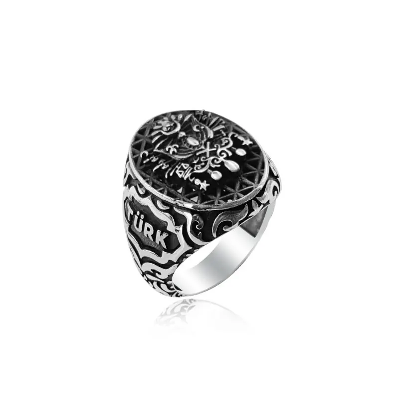 Original 925 Silver Ottoman Rings for Men Kayi Etnic Dirilis Ertugrul Rings Turkish Fine Jewelry Best Quality Men's Jewellery