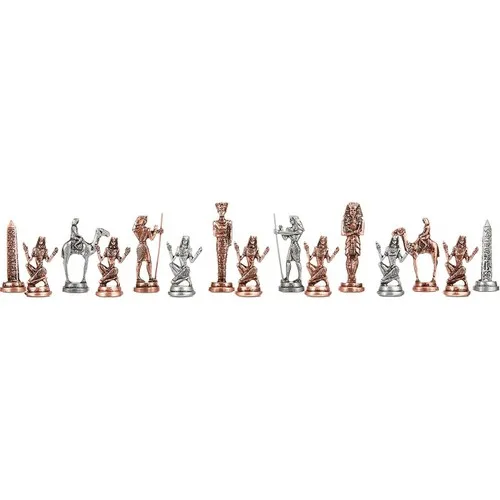 PRESTIJHome Large Metal Antique Egyptian Chess Piece Antique Glossy or Matte (Board Not Included)