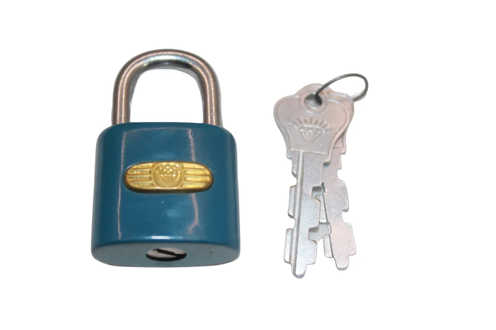 Diamond Brand Vintage Padlock Lock w/ 2 Key Dark Blue Original