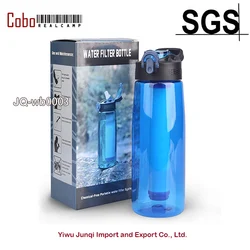 Membrane Solutions Filtered Water Bottle BPA Free Emergency Water Purifier with 4-Stage Integrated Filter Straw for Travel Camp