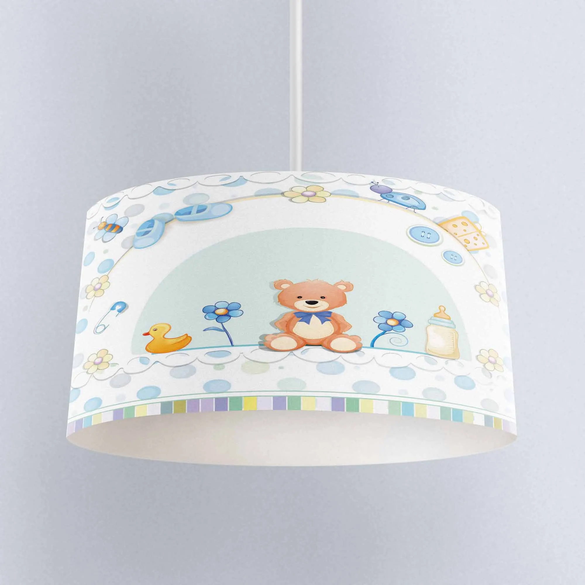 

Else Blue Yellow Brown Bears Booties Baby Print Fabric Kids Chandelier Lamp Drum Lampshade Floor Ceiling Pendant Light Shade