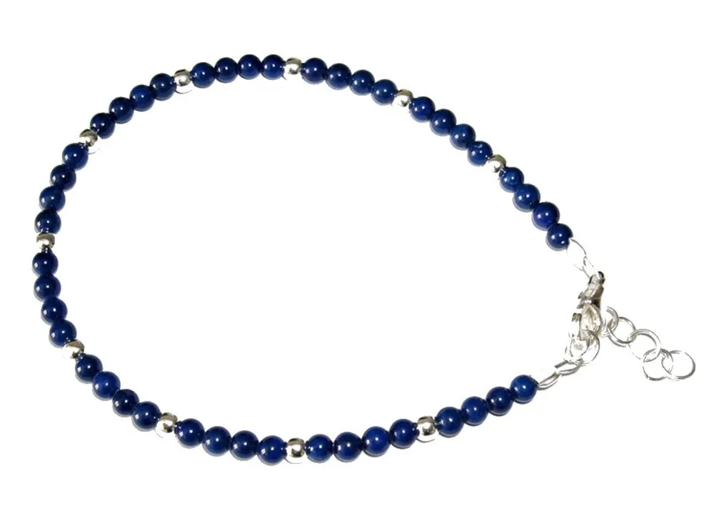 Lapis bracelet natural and 925 sterling silver. Gift case included. Length from 17 to 19 cm per lengthen chain