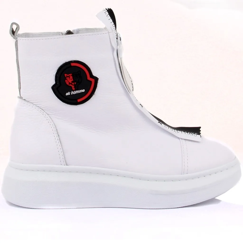 Sail-Lakers White Leather Zipper Female Boots