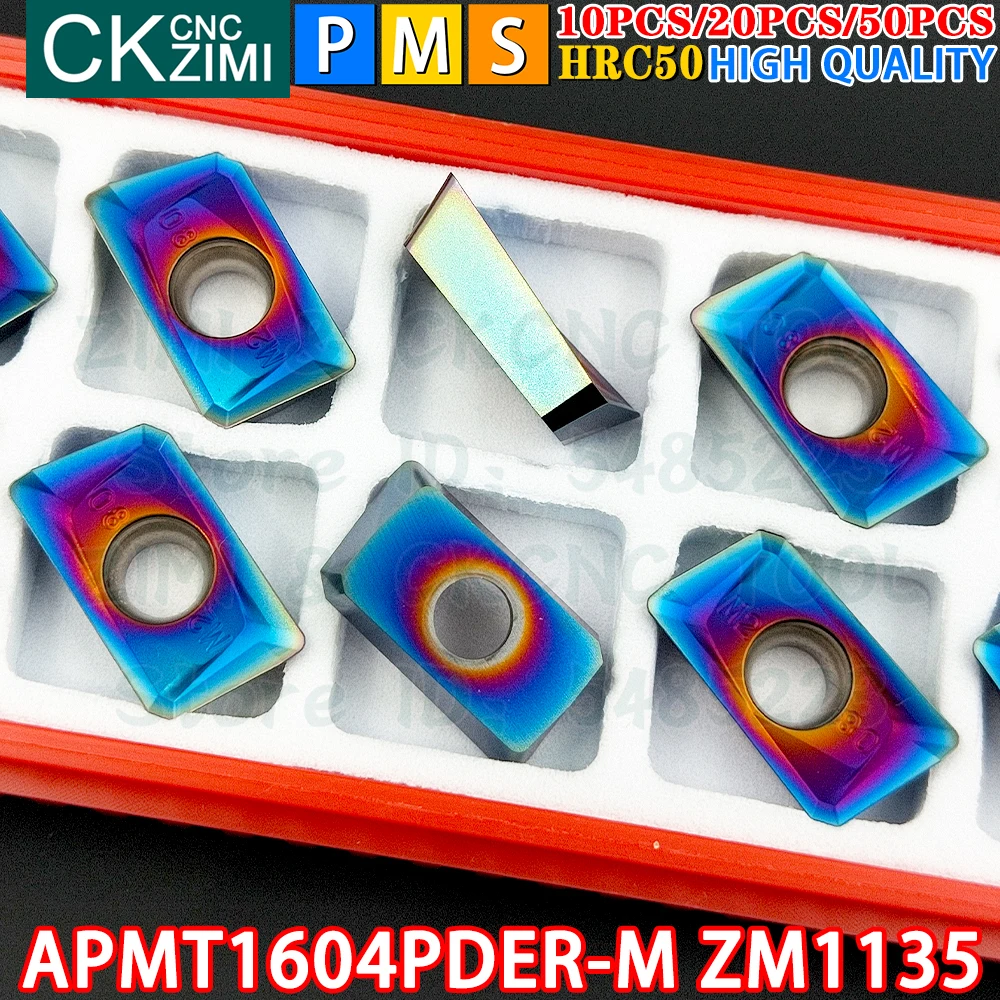 APMT1604PDER-M ZM1135 APMT 1604 PDER M HRC50 Inserções de metal duro Ferramentas de pastilhas para fresamento de ressalto Ferramentas de fresagem indexável para torno de metal CNC