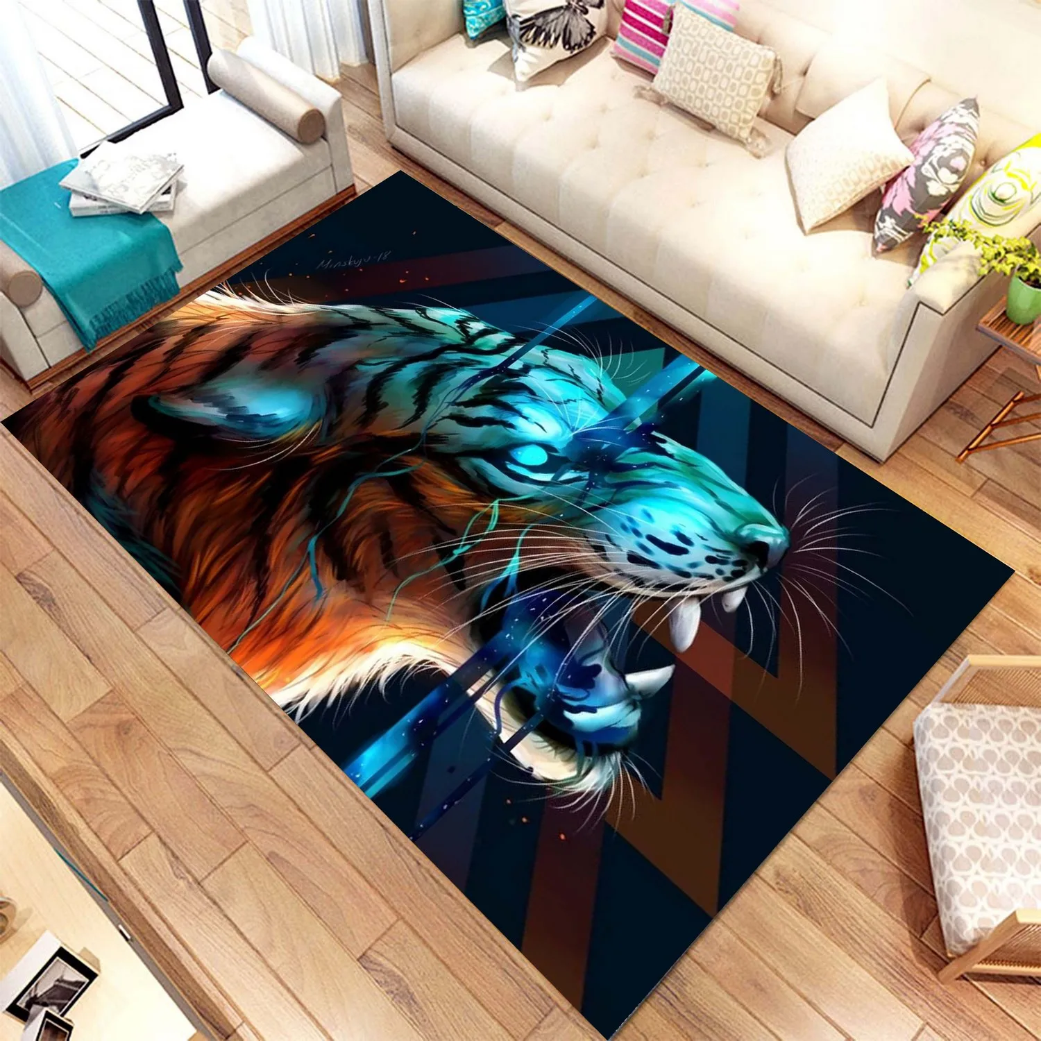 

Tiger Pattern Rug, Modern Rug, Kids Room Carpet, Rug, Kids Room Rug, Teen Rug, Decor For Boy Room