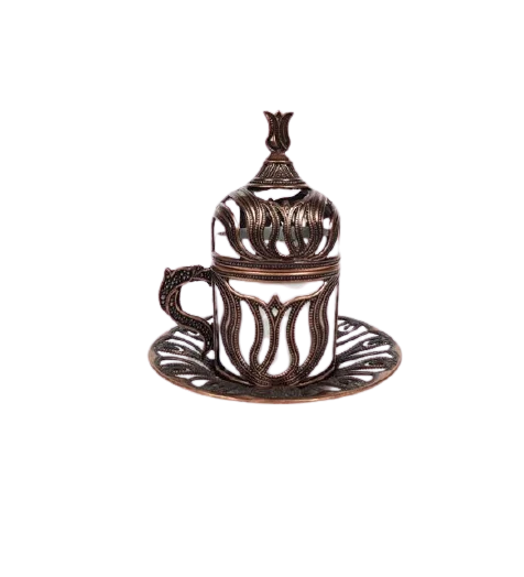 Turkish Coffee Cup Copper Handmade Authentic Design Coffee Espresso 1 Service, Cups Saucers Lids Tray Delight Candy Dish GIFT