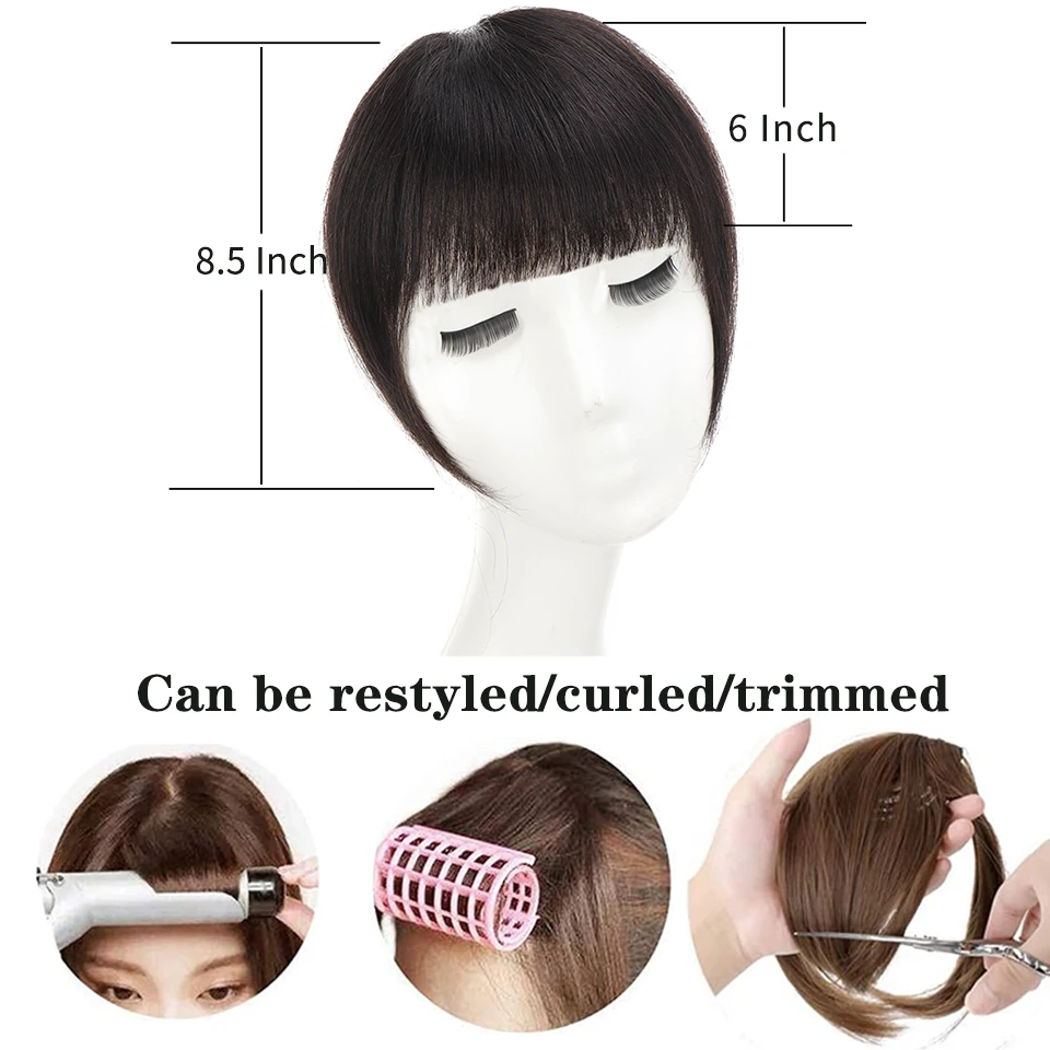 LUPU Synthetic Natural Hair False Bangs Fake Fringe Clip in Hair Extensions Hairpieces for Women HighTemperature Fiber Black