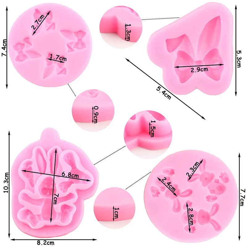 Easter Rabbit Silicone Mold Bunny Ears Chocolate Fondant Molds Cake Decorating Tools Cupcake Topper Candy Polymer Clay Moulds