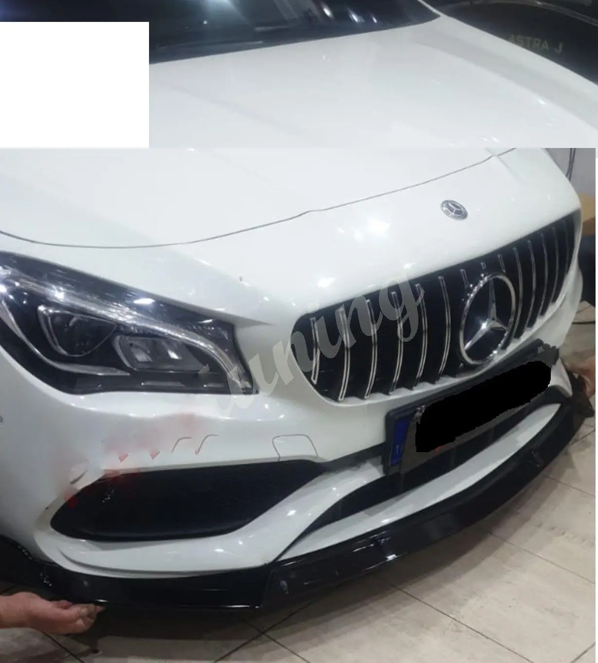 For MERCEDES W117 CLA (2013-2019) Front Bumper Attachment Lip -Piano Black Auto Styling Modified diffuser spoiler car accessorie