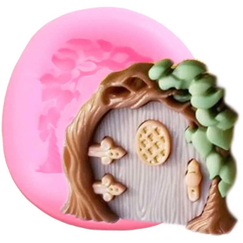 Fairy Garden Silicone Mold Flower Gnome Home Window Door Fondant Cake Decorating Tools Leaf Mushroom Candy Clay Chocolate Moulds