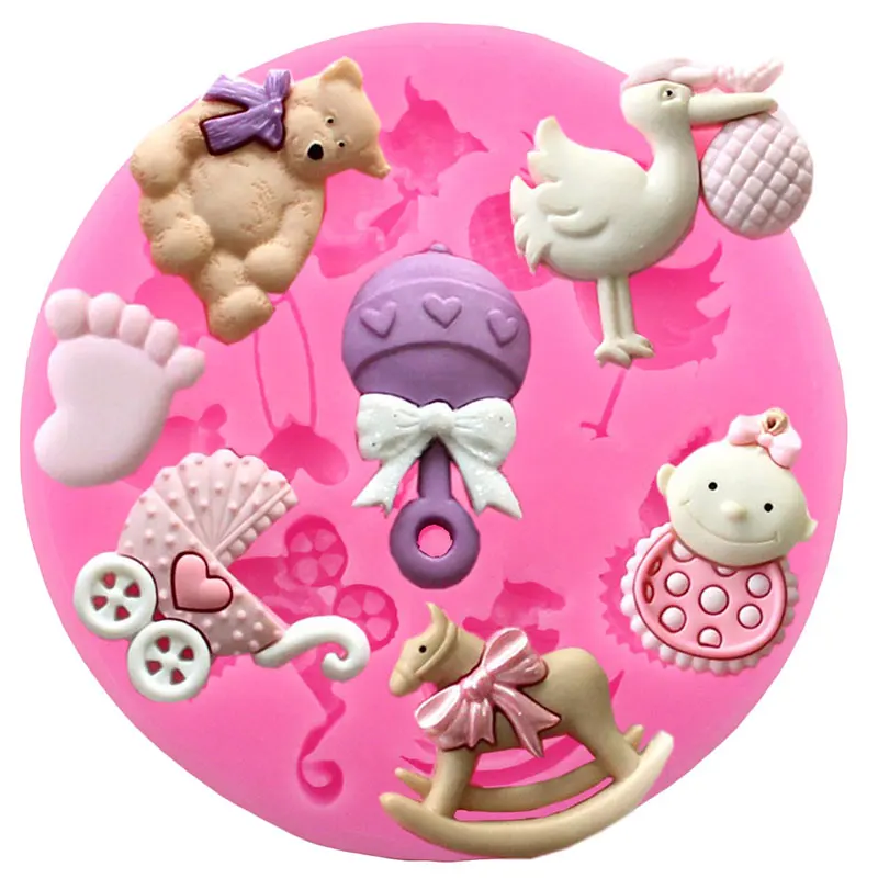 Baby Clothes Shoes Foot Party Silicone Molds Cupcake Topper Fondant Cake Decorating Tools Jelly Candy Chocolate Gumpaste Moulds