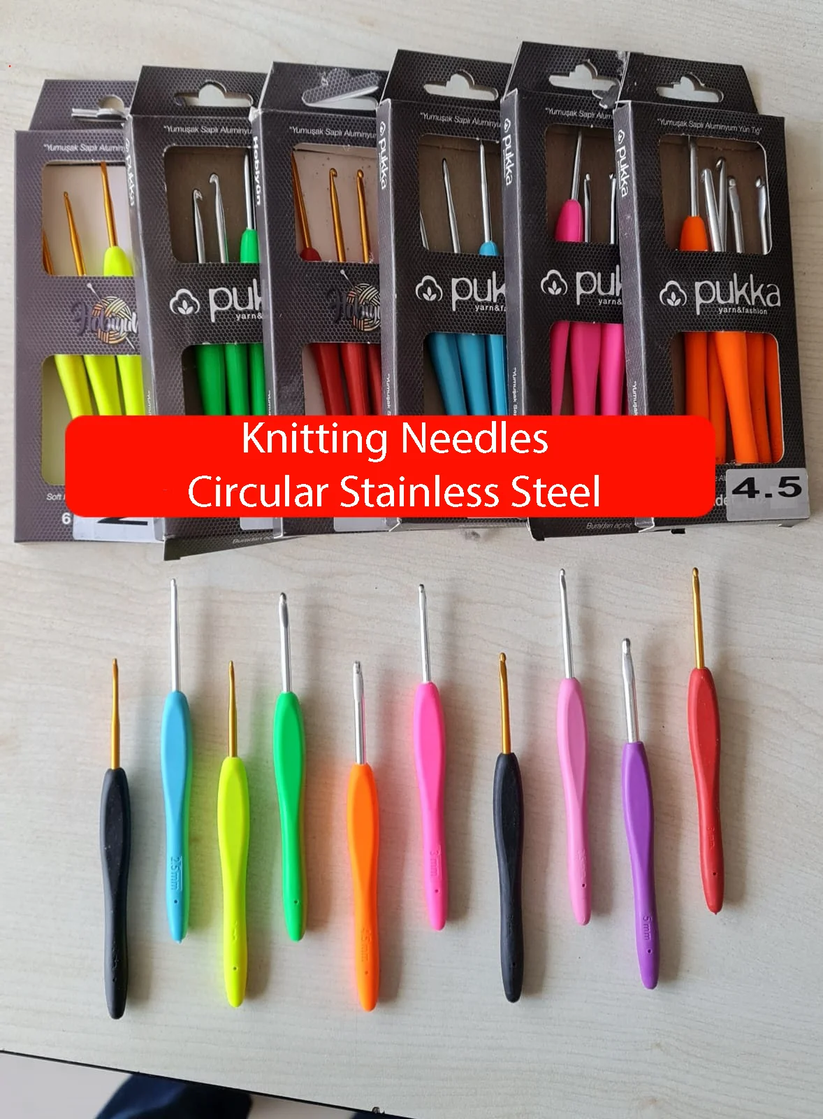 Aluminum 2mm-6mm Crochet Needles with Colorful Soft Rubber, Weave Knitting Needles Sewing Accessories, 1pcs, Hooks Ergonomic Handles, Diy