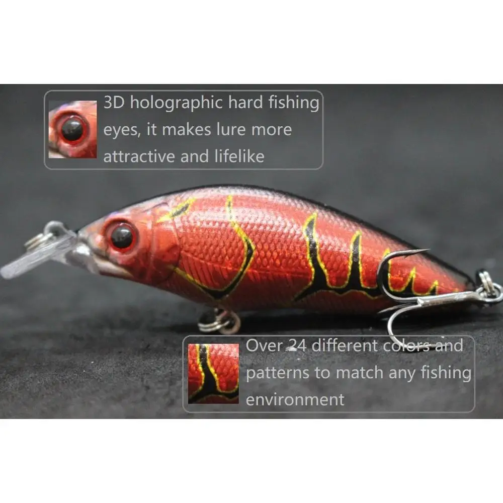 wLure Crankbait Fishing Lure 8.1cm 7.1g Wide Swimming Action Short Body #6 Hook Insect Bait Fresh Water 3D Hard Eyes M583