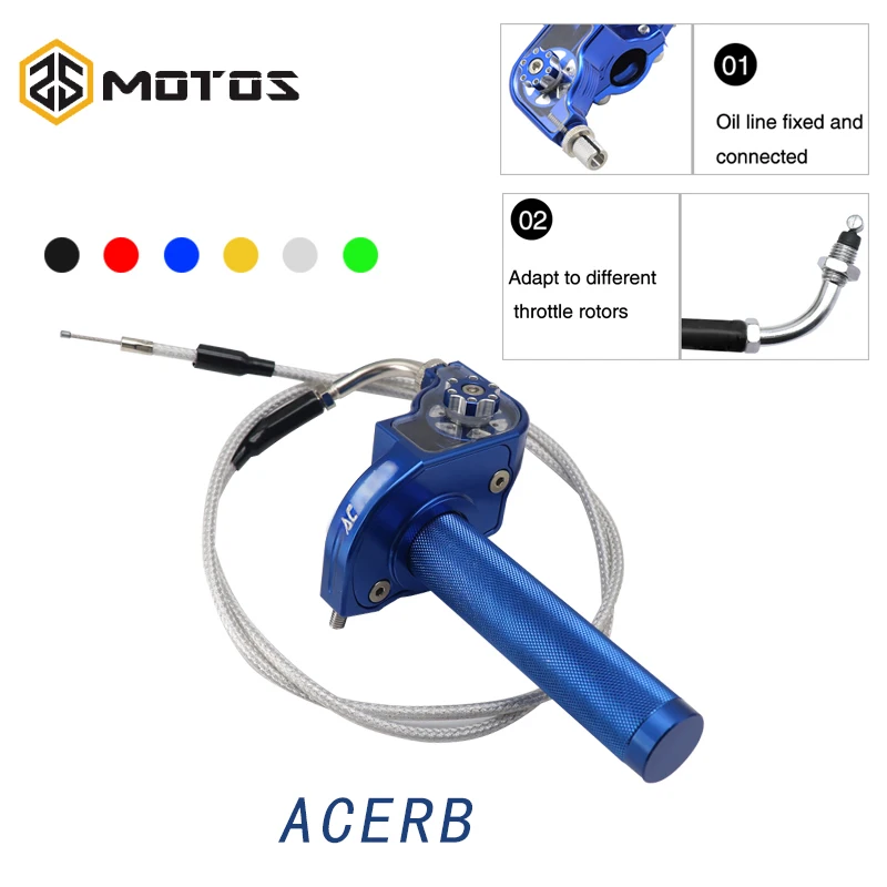 ZS MOTOS For ACERBI 22mm Throttle Grip Twist Quick Action Gas Throttle Settle+Elbow Cable Fit Dirt Pit Bike 50cc/110/125/250cc