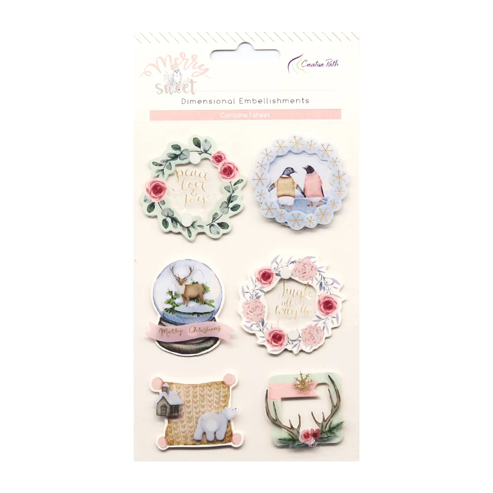 

Creative Path Dimensional 3D Stickers Paper Plastic Embellishments Self-Adhesive DIY Scrapbooking Cardmaking Journal Decoration