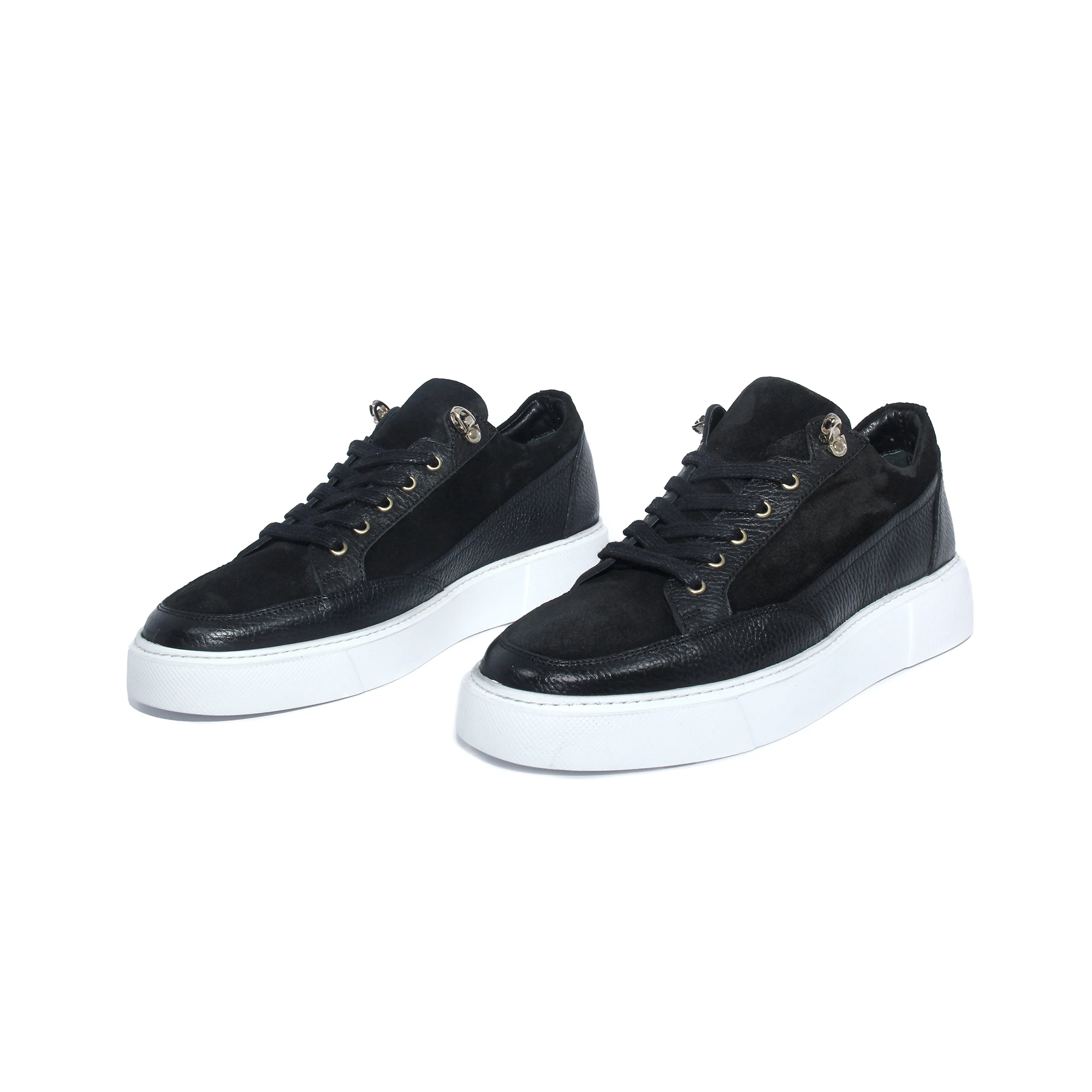 

Handmade Casual Black Sneakers, Real Calf Leather & Suede, Lightweight EVA Sole, Men's Daily Comfort Style, New Spring 2022