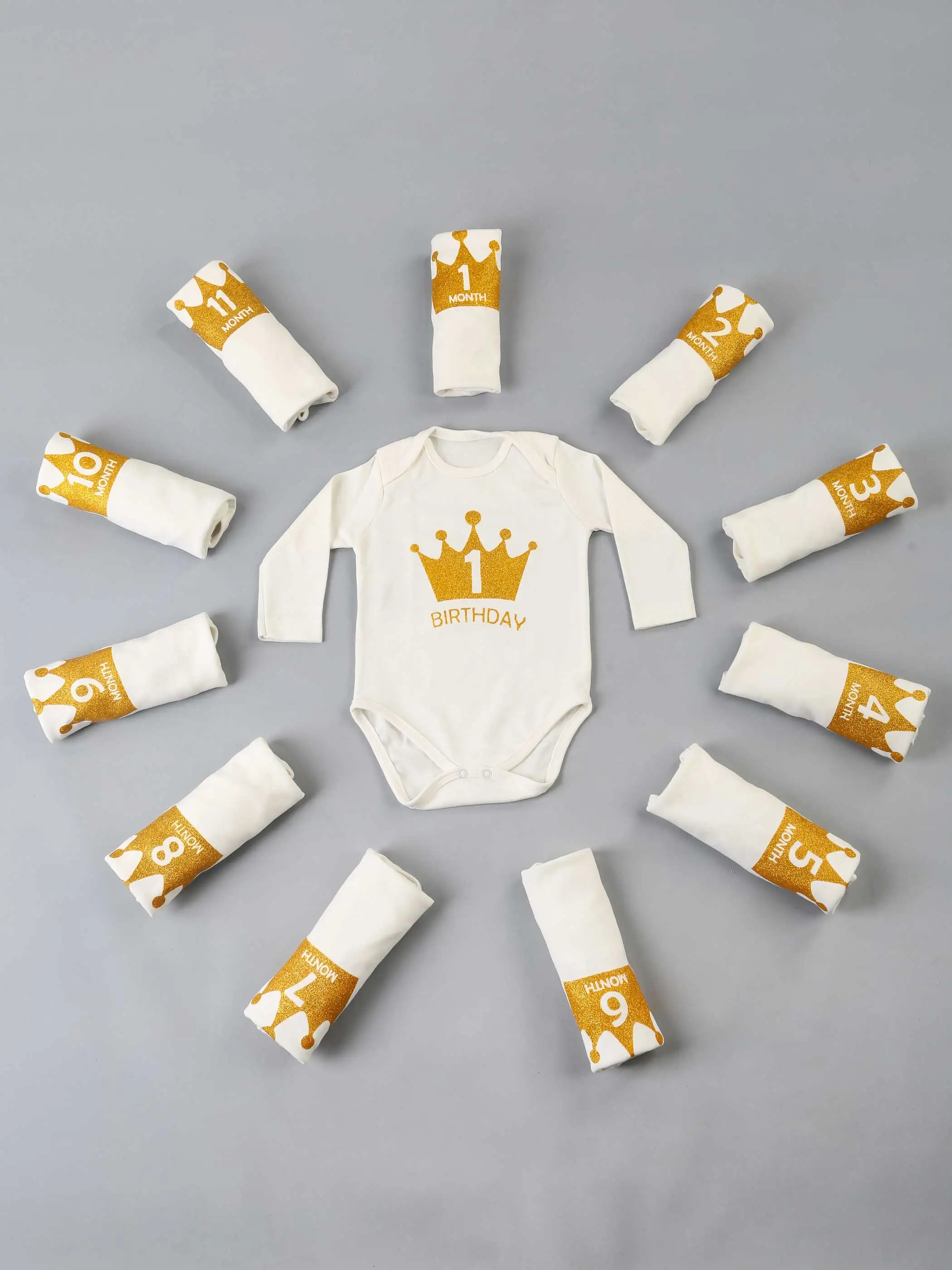 Baby Clothes 12 pcs / Month Newborn Babies Girls Boys Bodysuit Clothing Sets Cotton Soft Antiallergic Fabric Comfortable Models