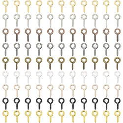 200pcs Small Tiny Mini Eye Pins Eyepins Hooks Eyelets Screw Threaded 9 Colors Clasps Hook For DIY Jewelry Making Findings