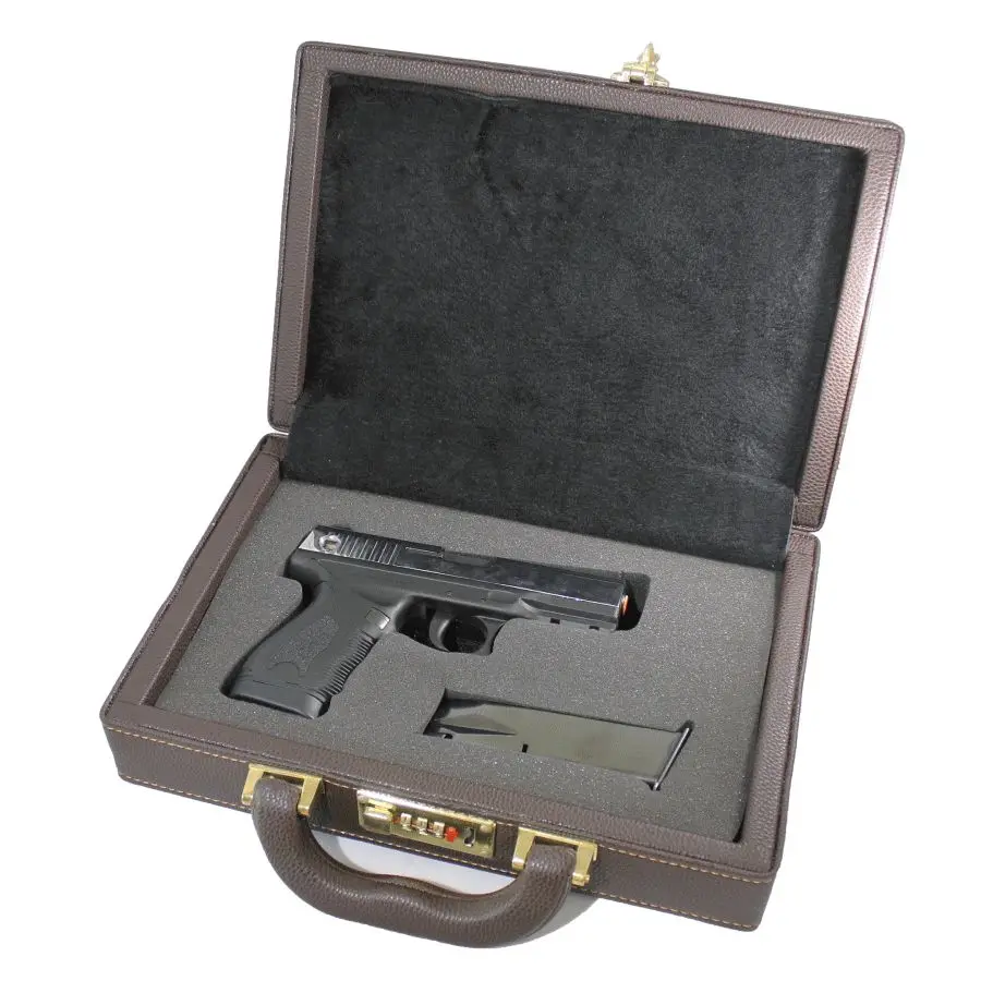 Glock 19/23/25/32/38 Handmade Password Locked Leather Plated Wooden Gun Box Bond Style