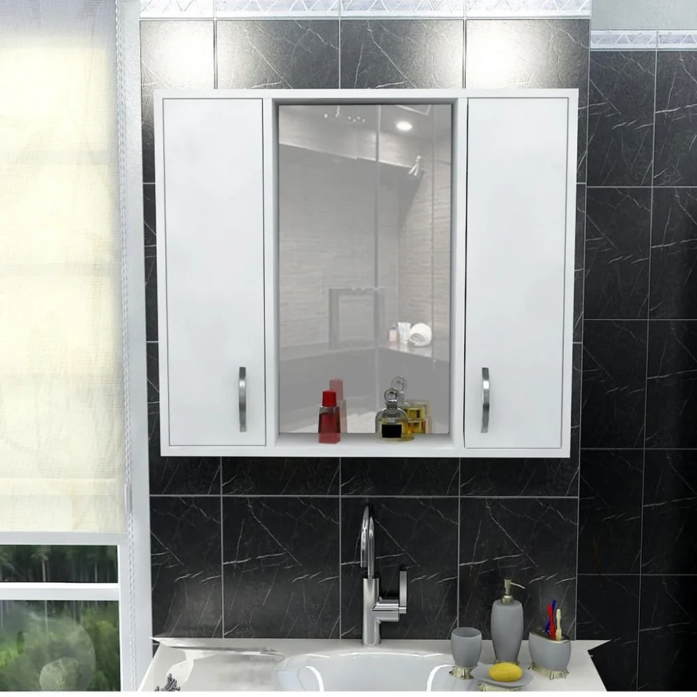 Bathroom Cabinet with Mirror Wall Mounted BIG SIZE Toilet Furniture Cabinet Cupboard Shelf Storager Rack Modern Style