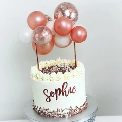 WEIGAO 5 inch Rose Gold Confetti Balloon Cake Toppers Mini Latex Balloon Craft for Cake Toppers Birthday Cake Wedding Decoration