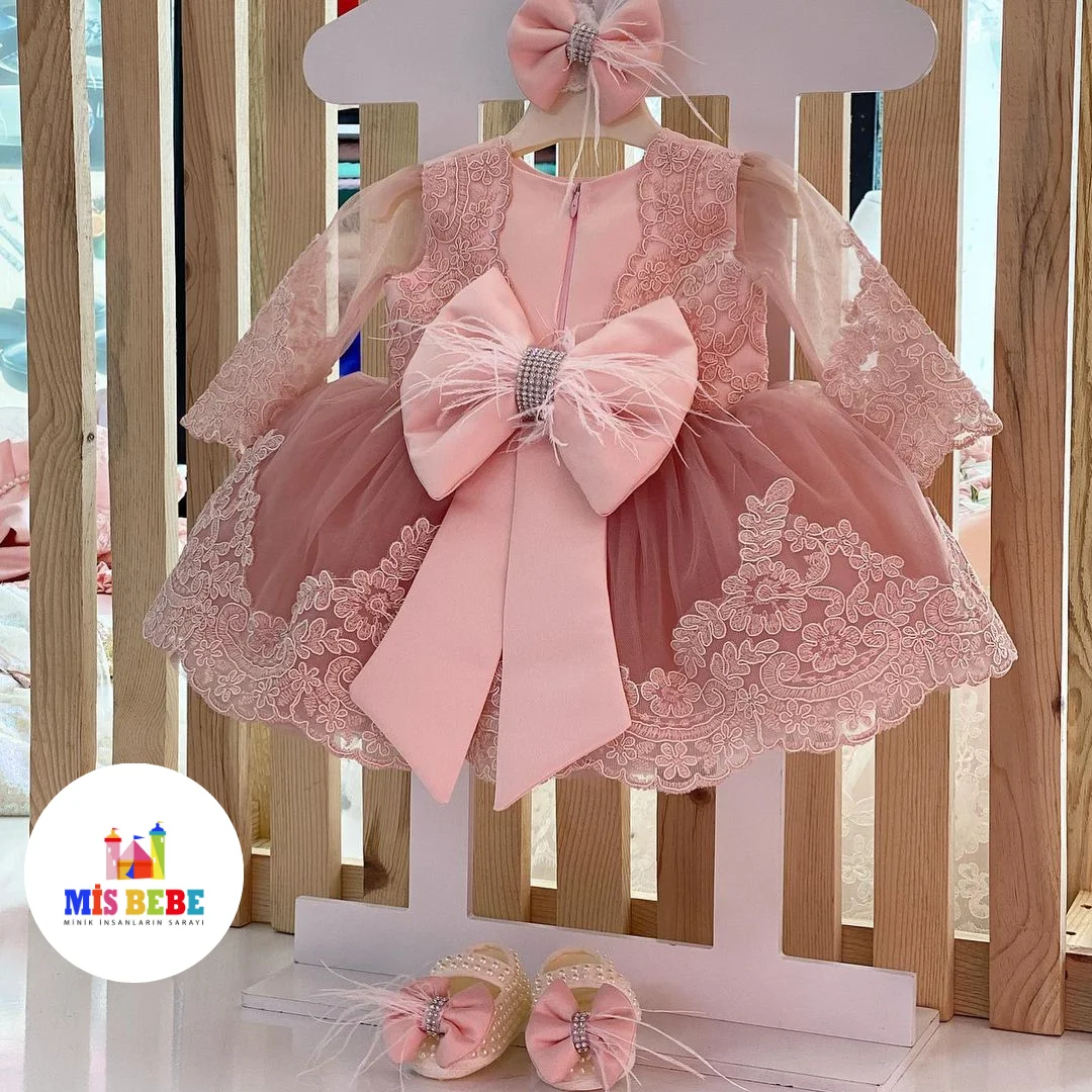 3-Pcs Dress hair Clip Shoes Clothing Sets Lace Gemmiferous Autumn Spring Summer Kids Costum toddler ball gownes Children