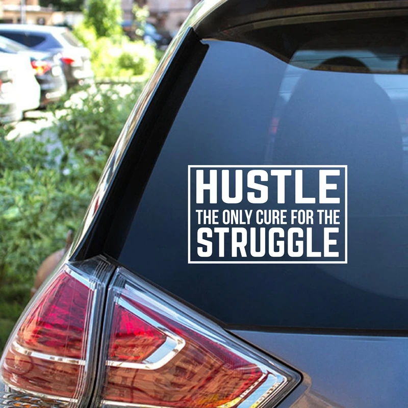Hustle is the Cure Quote Vinyl Sticker Car Window Door Decor, Funny Saying Laptop Decals for Apple MacBook Pro/Air Decoration