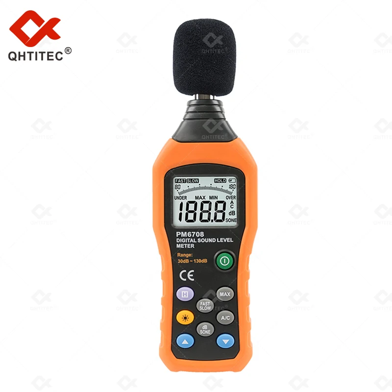 

QHTITEC LCD Digital Noise Measuring Instrument PM6708 Db Meter 30~130dB Mini Audio Sound Level Meter Decibel Monitor