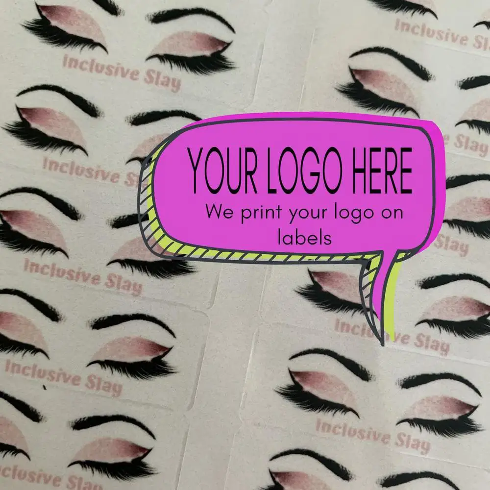 Eyelash Custom Name Case Stickers Labels Rectangle Clear Transparent Mink Lashes Packaging Label Lash Extension Sticker Cosmetic