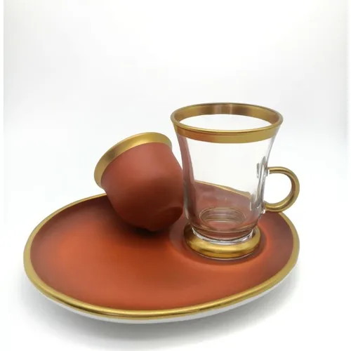 

DOLBOVI Özcamkristal Large Deep Dish Orange Tea Set 18 Piece teaware cup tea handmade bowl beautiful mugs turkish tea set vintage Saucer creative Latte Cup free shipping products service coffee Weights undefined kubki