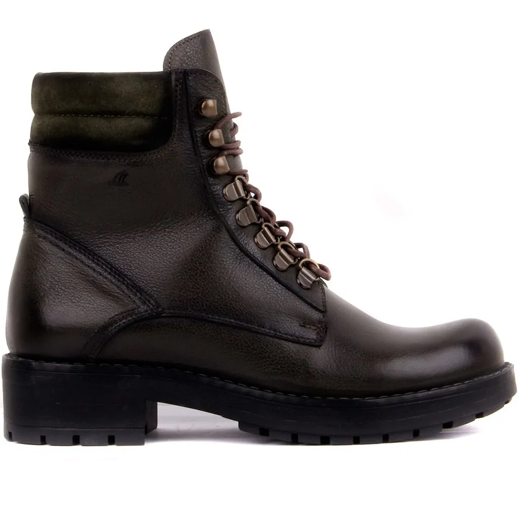 Segel Lakers-Grün Frauen Leder Stiefel