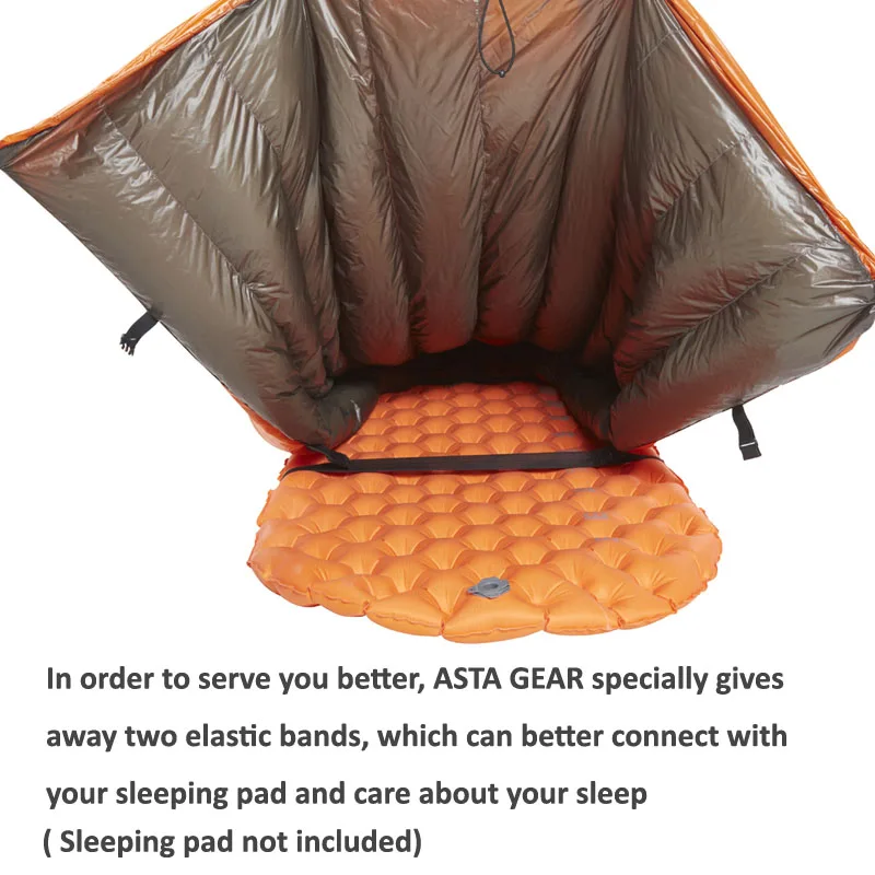 Imagem -02 - Astagear-outdoor Wearable Super Quente Bolsa de Dormir Hammock Underquilt Duck Down 95 Branco Tapete Cobertor Múmia 20d