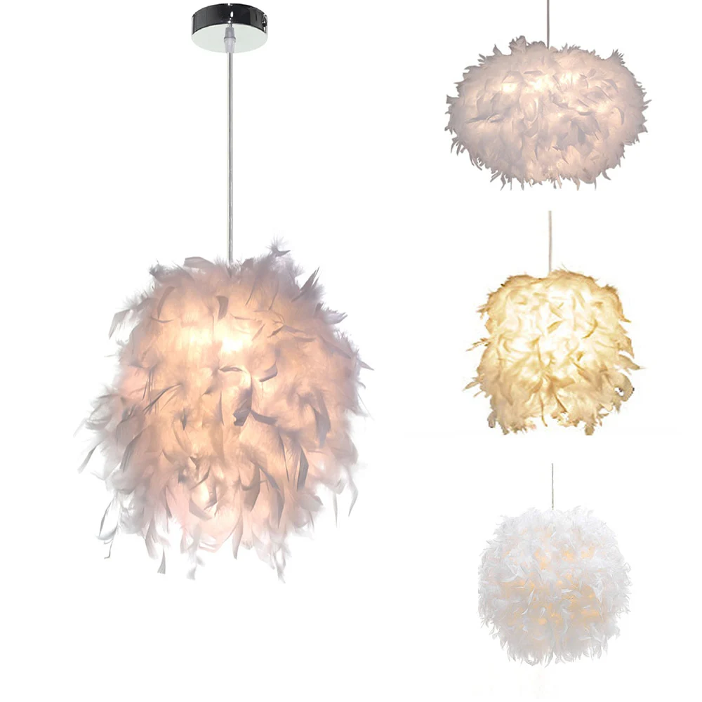 

Nordic modern creative personality bird's nest and feather chandeliers Living Room Bedroom Hanging decor Droplight Home Lighting