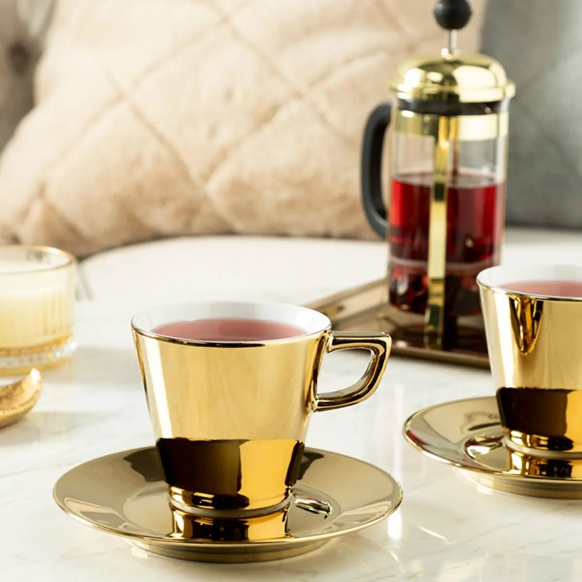 Porcelain Teacup Set for 2 and 4 Persons Sets 180 Ml 4-8 Pieces Sytlish Shiny Elite Attractive Porcellain Coffee Tea Set