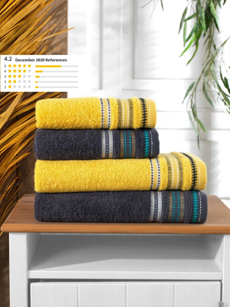 TOWEL SET BATH TRAVEL WASHCLOTH 4 PIECES 100% COTTON 50X90 (2PCS) 70X130 (2PCS)