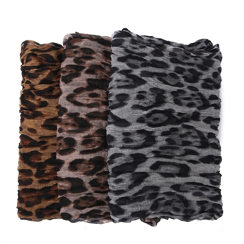 2022 Women's Leopard Scarf Women Luxury Crinkle Scarves for Ladies Shawls and Stoles Designer Scarf Foulard Femme Echarpe Femme