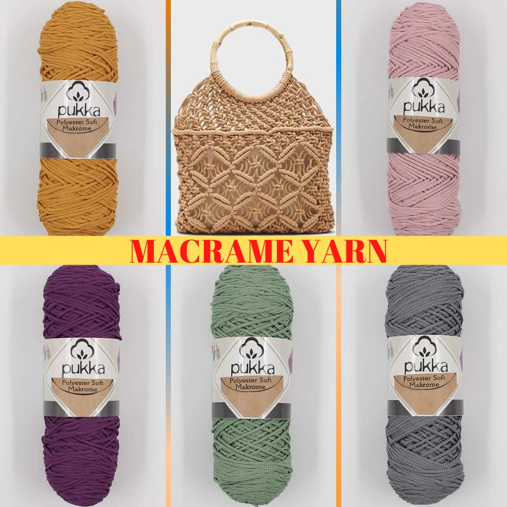 Macrame Rope - 180 Meters - 250g - 9 Color - Polyester - Pukka Polyester Soft Makrome - Accessory Materials, Rug, Bag, Pillow, Basket, Amigurumi, Thread, Cord, Wall and Door Decoration, Placemat, Home Textile - DIY