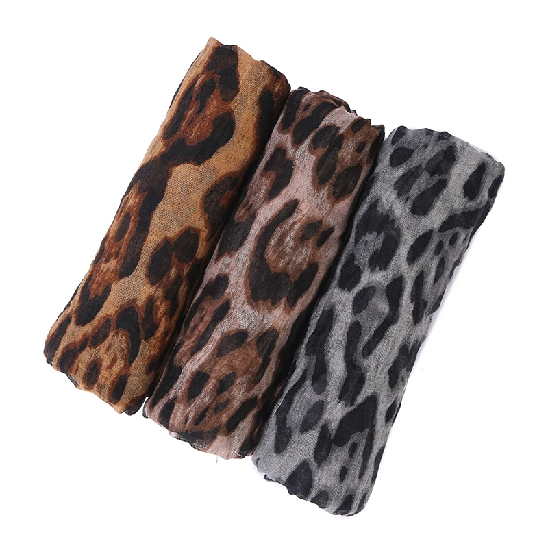 2022 Women\'s Leopard Scarf Women Luxury Crinkle Scarves for Ladies Shawls and Stoles Designer Scarf Foulard Femme Echarpe Femme