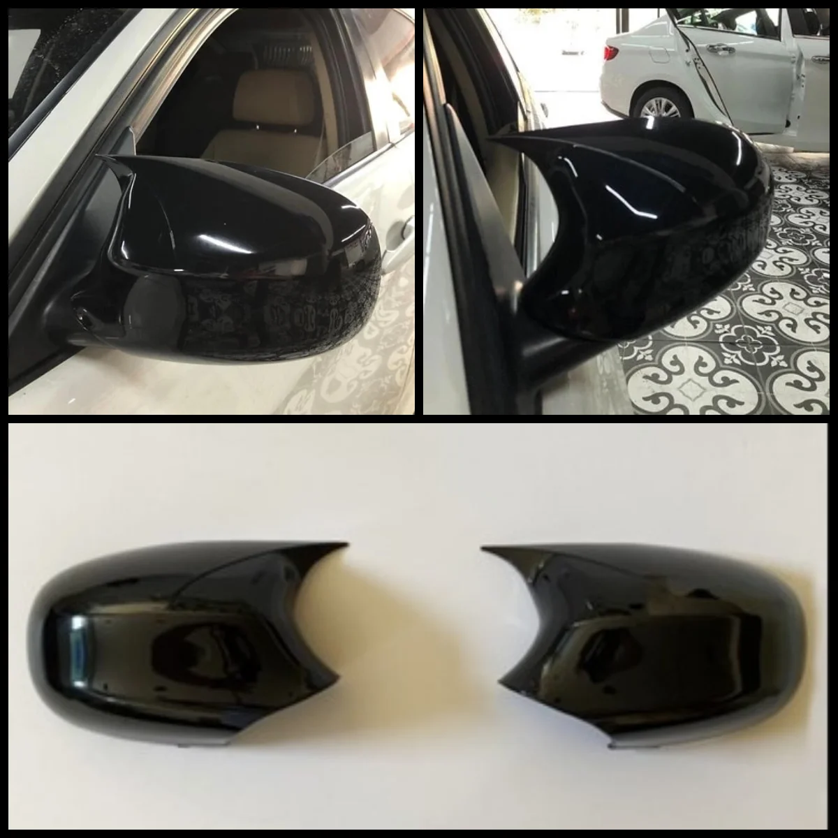 

For BMW E90 LCI 3 Series ABS Plastic Bat Wing 2 Pieces Mirror Covers Caps Rearview Mirror Case Cover Gloss Black Car Accessories