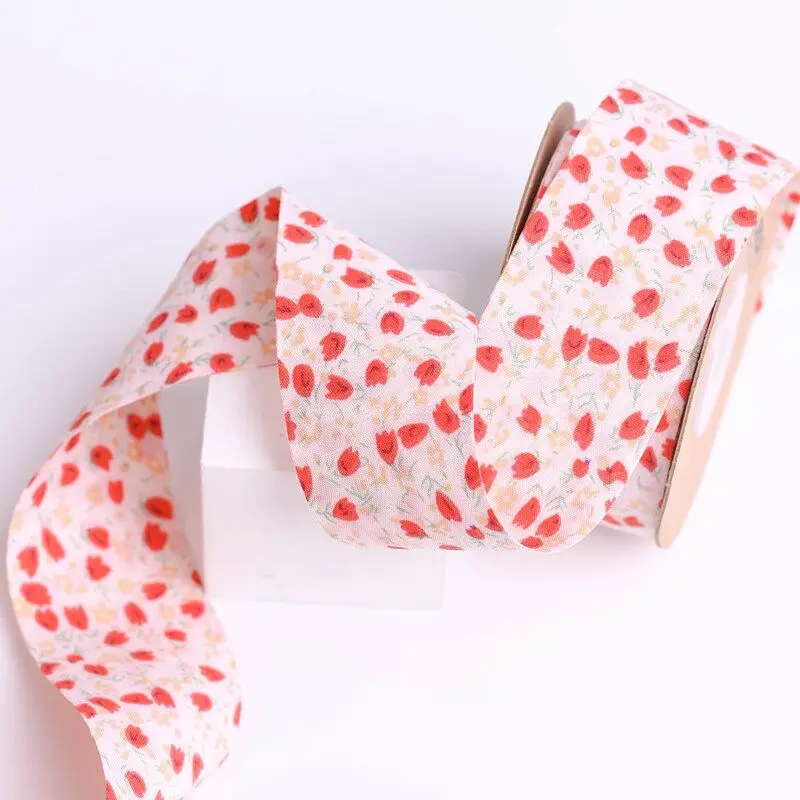 10 Yards 40mm double-sided flower ribbon DIY handmade material Headwear Hair bow clothing shoes hat accessories